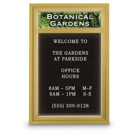 United Visual Products Indoor Enclosed Combo Board, 42"x32", Gold Frame/Green & Cinnabar UVCB4232G-GREEN-CINNABA